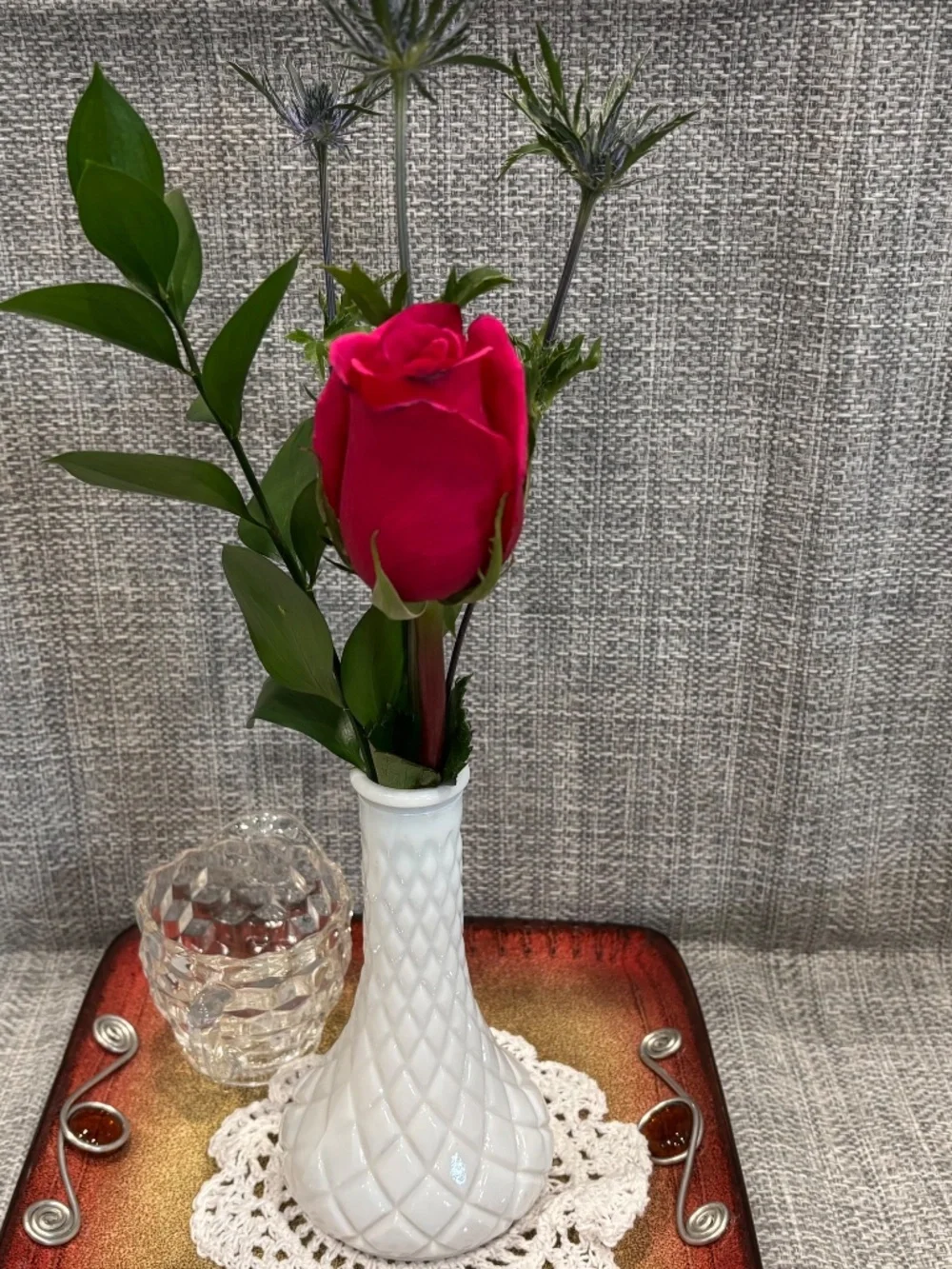 red tray flower arranging materials practical life lesson by idlewild montessori